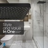 image:imageSparkPod 10 Inch Round Rain Shower Head  Ceiling or Wall Mount Rainfall Shower Head  Large Coverage Showerhead  Brass Ball Joint with 360 Adjustment  1Min Install Elegant Brushed Nickel3  Midnight Black Matte 12 Inch Rectangle