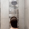 image:imageSparkPod Rain Shower Head 6 Inch Round Egyptian Gold FinishCharcoal Grey