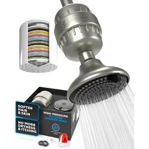 image:imageSparkPod 23Stage Filtered Shower Head with 3 Spray Settings  High Pressure Shower Head with Filters for Dry Hair and Skin  Showerhead with Filter Reduces Chlorine amp Heavy Metals Black Matte2 Elegant Brushed Nickel SP500