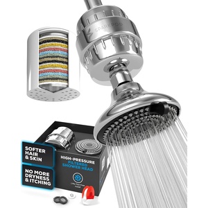 image:imageSparkPod 23Stage Filtered Shower Head with 3 Spray Settings  High Pressure Shower Head with Filters for Dry Hair and Skin  Showerhead with Filter Reduces Chlorine amp Heavy Metals Black Matte1 Luxury Polished Chrome SP500