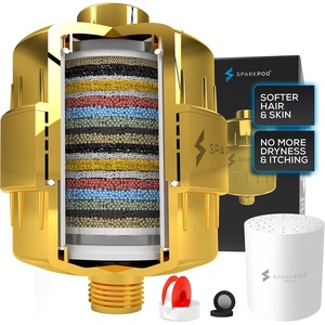 image:imageSparkPod 23Stage Shower Head Filter for Showerheads Polished Chrome5 Egyptian Gold