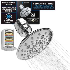 image:imageSparkPod Luxury Filtered Shower Head 23Stage 95 Round Polished Chrome1 Luxury Polished Chrome 8 Inch Round