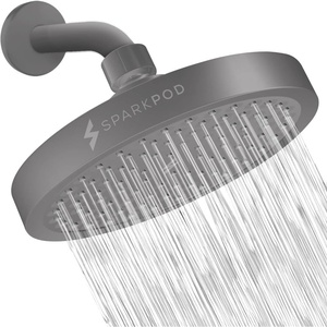 image:imageSparkPod Rain Shower Head 6 Inch Round Egyptian Gold FinishCharcoal Grey