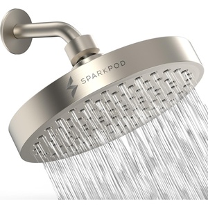 image:imageSparkPod Rain Shower Head 6 Inch Round Egyptian Gold FinishElegant Brushed Nickel