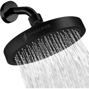 image:imageSparkPod Rain Shower Head 6 Inch Round Egyptian Gold FinishMidnight Black Matte