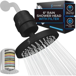 image:imageSparkPod Filtered Shower Head 23Stage 6 Round Polished Chrome3 Midnight Black Matte