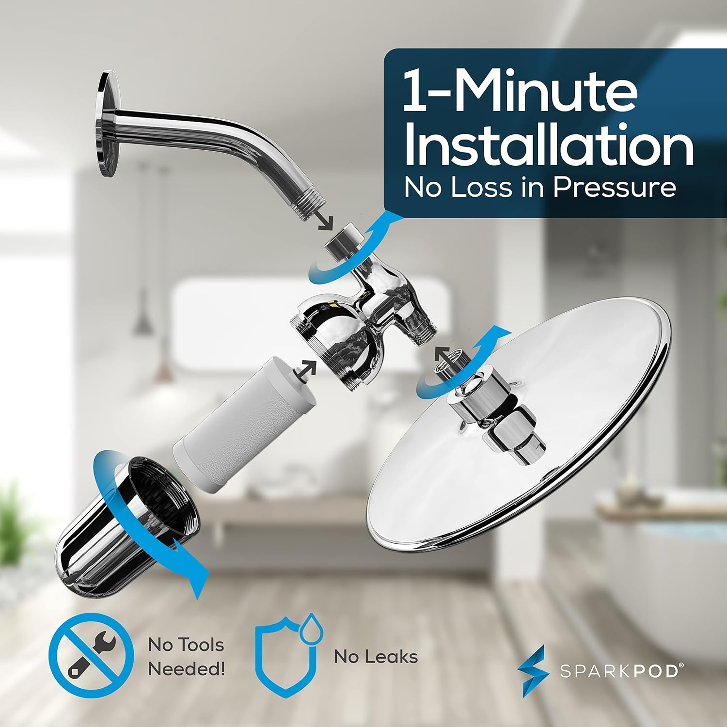 image:imageSparkPod Ultra Shower Filter Cartridge  High Output Shower Head Filter Cartridge Replacement  Unique Filtration Method Removes Up To 95 of Chlorine Heavy Metals Sediments amp Impurities 3 PiecesWhite