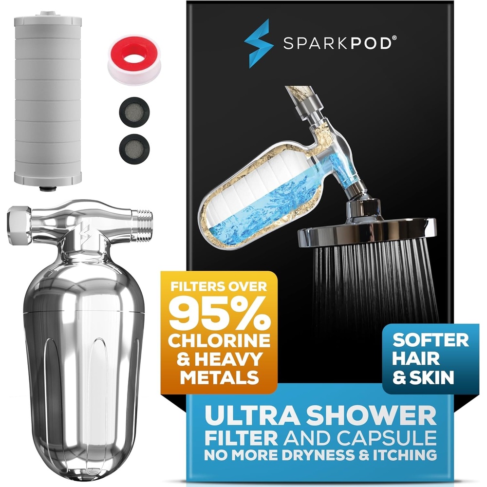 image:imageSparkPod Ultra Shower Filter Cartridge  High Output Shower Head Filter Cartridge Replacement  Unique Filtration Method Removes Up To 95 of Chlorine Heavy Metals Sediments amp Impurities 3 PiecesLuxury Polished Chrome  1 Refill