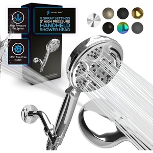 image:imageSparkPod 5 Inch 9 Spray Setting Handheld Shower Head  Water Saving Pause With OnOff Switch  ToolFree 1Min Install  Pulsating Rain Mode  Relaxing Rain Shower With Soothing Mist  Luxury Chrome1  Luxury Polished Chrome