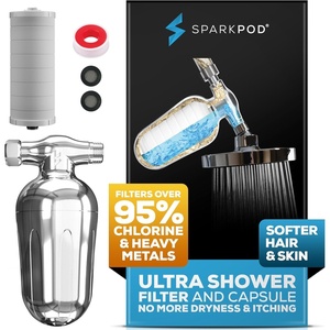 image:imageSparkPod Ultra Shower Filter Cartridge  High Output Shower Head Filter Cartridge Replacement  Unique Filtration Method Removes Up To 95 of Chlorine Heavy Metals Sediments amp Impurities 3 PiecesLuxury Polished Chrome  1 Refill